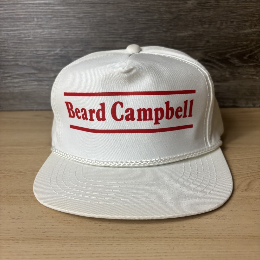 Vintage Beard Campbell Hat Cap Snap Back Trucker Promo Mens Made Korea 80s